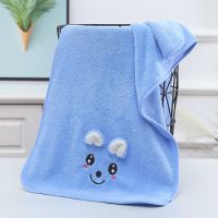婴儿浴巾超柔吸水新生儿宝宝速干盖毯连帽浴巾初生洗澡儿童毛巾被 微笑熊蓝色一条毛巾
