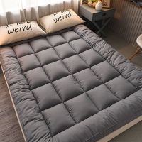 加厚羽绒棉10cm床垫可折叠1.5m1.8米单双人学生宿舍软床褥子垫被 灰色(加厚10厘米) 60*120cm