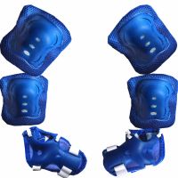 男女轮滑护膝护肘护腕6件套儿童学生滑冰旱冰溜冰鞋滑板护具套装 蓝色蝴蝶护具6件套