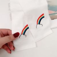 顶瓜瓜新款冰袖女防晒手臂套可爱ins手袖手套长款百搭开车护手腕 白袖套-彩虹 均码