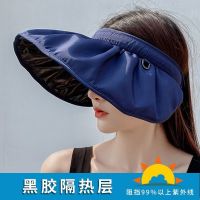 防紫外线太阳帽大帽檐可扎马尾帽子夏季大沿遮阳空顶防晒帽女遮脸 普通空顶帽-藏青色 可调节[55-58CM]