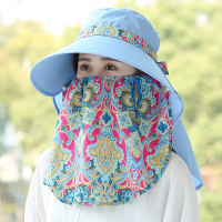 南极人 帽子女夏季防晒遮脸户外太阳帽大沿出游遮阳帽空顶防晒帽 天蓝【蝴蝶花带面纱】