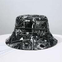 渔夫帽日系个性涂鸦帽子女时尚休闲百搭学生男情侣街拍潮人盆帽潮 黑色 均码(56-58cm)