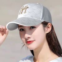 YS鸭舌帽女夏季薄款透气网太阳帽ins潮牌刺绣时尚百搭防晒棒球帽 MY银线格子-白色半网 可调节(56-60厘米)