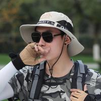 充电风扇夏季新款大檐渔夫帽户外露营登山男防晒遮阳迷彩钓鱼帽子 米色(无风扇9cm帽檐) M(56-58cm)