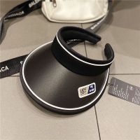 晚晚同款日系UV大檐空顶帽户外防紫外线遮阳帽子夏季韩版太阳百搭 黑色 UPF(空顶) M(56-58cm)