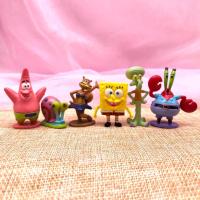 海绵宝宝 公仔全家福 派大星蟹老板手办卡通摆件模型玩具蛋糕装饰 海6宝
