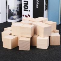 正方体积木数学教具幼儿园木制立方形小方块拼搭积木儿童益智玩具 原木12颗2cm(送收纳袋+图纸)