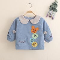 罩衣男宝宝围兜衣防水防脏灯芯绒婴儿倒掛女儿童新款围裙秋冬外穿 鼠我最萌蓝色 80