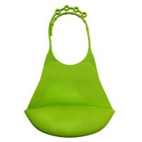 儿童围嘴老人软硅胶防水饭衣病人吃饭防漏饭兜半年坏包换立体围兜 成人绿色