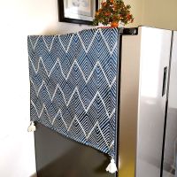 北欧风冰箱布艺微波炉万能盖巾布烤箱防尘罩立式柜机滚筒洗衣机罩 蓝色波纹 35*100cm(微波炉烤箱用)