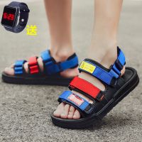 男童凉鞋2021新款儿童6小男孩帅气软底防滑9中大童10学生凉鞋12岁 299宝蓝红 29 码/鞋内长18.5厘米