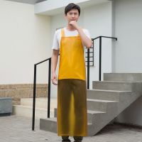 牛津耐磨防水防油耐磨石材围腰加厚耐酸碱大理石屠宰水产围裙罩衣 背带牛津布黄色