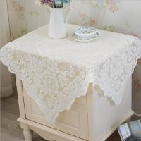 镂空新款蕾丝布艺茶几桌布床头柜罩冰箱罩洗衣机防尘布盖布白牡丹 纯白-牡丹 扶手巾方巾60*60