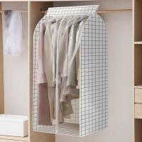 透明防尘罩家用加厚全封闭衣柜衣服大衣羽绒服遮尘布立体挂衣袋 黑白格子 放5件短款[高100长60宽30]