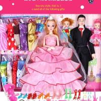 换装洋芭比娃娃套装大礼盒女孩公主过家家婚纱儿童玩具屋生日礼物 粉红色