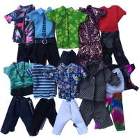 10件2双鞋男裸娃芭比娃娃衣服套装时尚王子结婚新郎西装休闲牛仔 男装随机5件