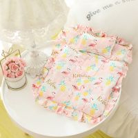 小羊玩偶娃娃床品被子枕头套装单人床被子20厘米棉花娃娃盖垫被 粉色火烈鸟睡袋+枕头 适合30厘米及以内玩偶使用