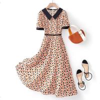 海谧2021夏季新款女款时尚简约几何印花宽松显瘦蕾丝连衣裙[8月19日发完] 花色 S