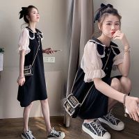 哺乳装夏季外出时尚辣妈喂奶连衣裙产后哺乳期小香风显瘦哺乳裙子 黑色连衣裙[送安全裤] M