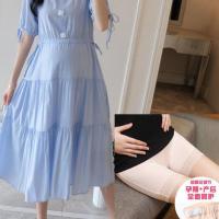 孕妇装夏装雪纺连衣裙夏季新款时尚潮妈宽松收腰中长款孕妇长裙子 肤色安全裤[单件均码] M[95-115斤]