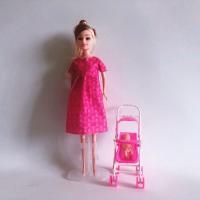 怀孕芭比娃娃孕妈大肚子婴儿护士白衣天使怀孕了可以生宝宝婴儿车 孕妇(衣服随机)送手推车