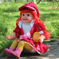 笛娜思智能对话玩具洋娃娃可爱女孩早教益智会说话的仿真布娃娃 A-181大红色 12首歌曲版本