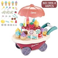 儿童过家家玩具糖果冰淇淋雪糕车幼儿园男女孩冰激凌3超市手推车6 音乐糖果车[中号紫色]