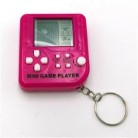 日本迷你gamepoke钥匙扣挂件怀旧款掌上小型俄罗斯方块游戏机掌机 粉红色 官方配置(内含2个电池)