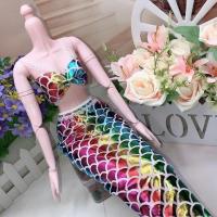 巴比芭比玩具古代娃娃60厘米洋娃娃古装衣服汉服拖尾礼服女孩婚纱 彩色美人鱼[适合60厘米] 单独衣服[无礼品]