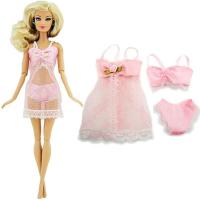 芭比娃娃内衣睡衣睡裙纱裙三件套组合装心怡娃娃儿童过家家玩具 睡衣裤3件套组合粉