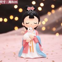 古典复古宫廷娃娃格格摆件小夜灯装饰品车载中国风琴棋书画送礼物 [小]粉