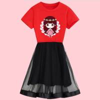 女童仙女连衣裙2021新款夏季新款中大童夏装儿童小菊花公主裙子潮 002红色花仙子女孩 130码建议115cm