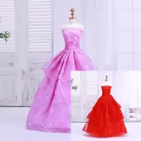 换装芭比娃娃衣服古装礼服毛绒公主婚纱女孩儿童玩具裙子配件短裙 仅衣服 随机短裙5件