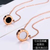 褪色退全款项链女学生韩版简约锁骨钛钢玫瑰金四叶草不掉色黑天鹅 钛钢#罗马牌