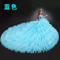 3D真眼克时帝芭比娃娃婚纱套装礼盒衣服洋娃娃女孩过家家玩具礼物 蓝色 单买婚纱(不带娃娃)