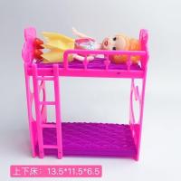 30厘米芭比娃娃女孩公主的床房间装饰娃娃上下床过家家梳妆台玩具 双人床+送小娃娃+饰品