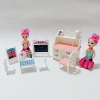儿童玩具卧室风芭比娃娃床吸塑钢琴冰淇淋车女孩过家家套餐婴儿床 可爱书桌+画板送小娃娃 再送2件衣服