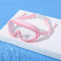 儿童泳镜防水防雾高清游泳眼镜大框男女童游泳镜泳帽套装潜水装备 樱花粉 OPP袋装