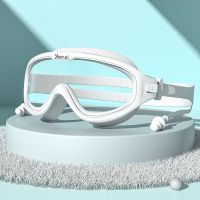 儿童泳镜不起雾游泳眼镜男孩女孩高清大框游泳镜防水防雾潜水镜 白色