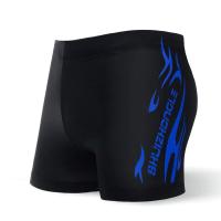 男士成人平角游泳裤游泳镜游泳帽套装男时尚平角大码加肥泳衣鼻夹 蓝火焰单独裤子 L码（建议体重90-100斤）