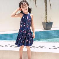 泳衣女女孩中大童韩国分体裙式平角儿童泳衣女童学生初中生游泳衣 37211藏蓝小猫(尾货清仓) 3XL(建议120-130