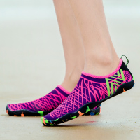 软底健身开车瑜伽跑步机鞋男浮潜沙滩溯潜水防滑漂流涉水游泳鞋女 七彩红 35