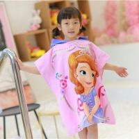儿童浴巾斗篷带帽男童吸水速干游泳泡温泉浴袍女童宝宝旅行沙滩巾 苏菲亚 斗篷浴巾 60*120厘米