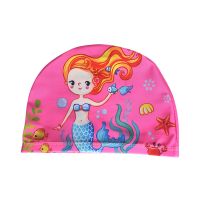 儿童/成人泳帽泳镜套餐可爱卡通男童女童通用小孩舒适游泳帽泳池 美人鱼 单个泳帽