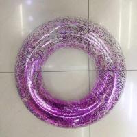 游泳圈成人加厚透明亮片泳圈充气腰圈儿童水上游泳圈腋下圈救生圈 玫红 亮片60圈送气筒(3-5岁)