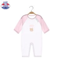 婴儿夏季薄款衣服新生儿睡衣竹纤维哈衣长袖空调服满月宝宝连体衣 0952粉色(超柔超薄) 59 /身高52-59cm