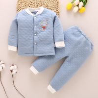 0女宝宝2男童5婴儿童4保暖6内衣服1套装7春秋冬装8夹棉3岁12个月9 [加厚保暖款]音乐钴蓝 66码(适合0-6个月