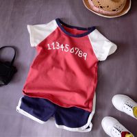 男童夏季套装2021新款童装1岁婴儿小童夏装3儿童宝宝短袖两件套男 运动123红色 80 建议身高68-75cm