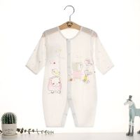 婴儿连体衣春夏薄款睡衣宝宝衣服新生儿空调服爬服竹纤维长袖哈衣 0730粉色 52 0M-适合身高45-52cm